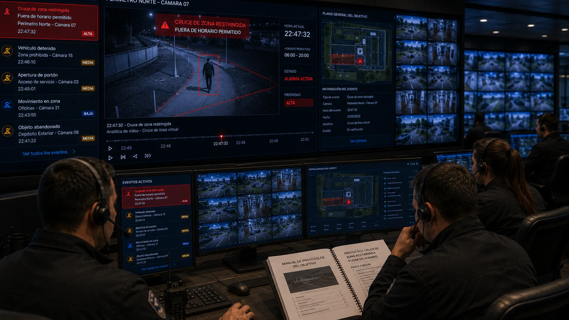 Operadores activando un protocolo de actuación